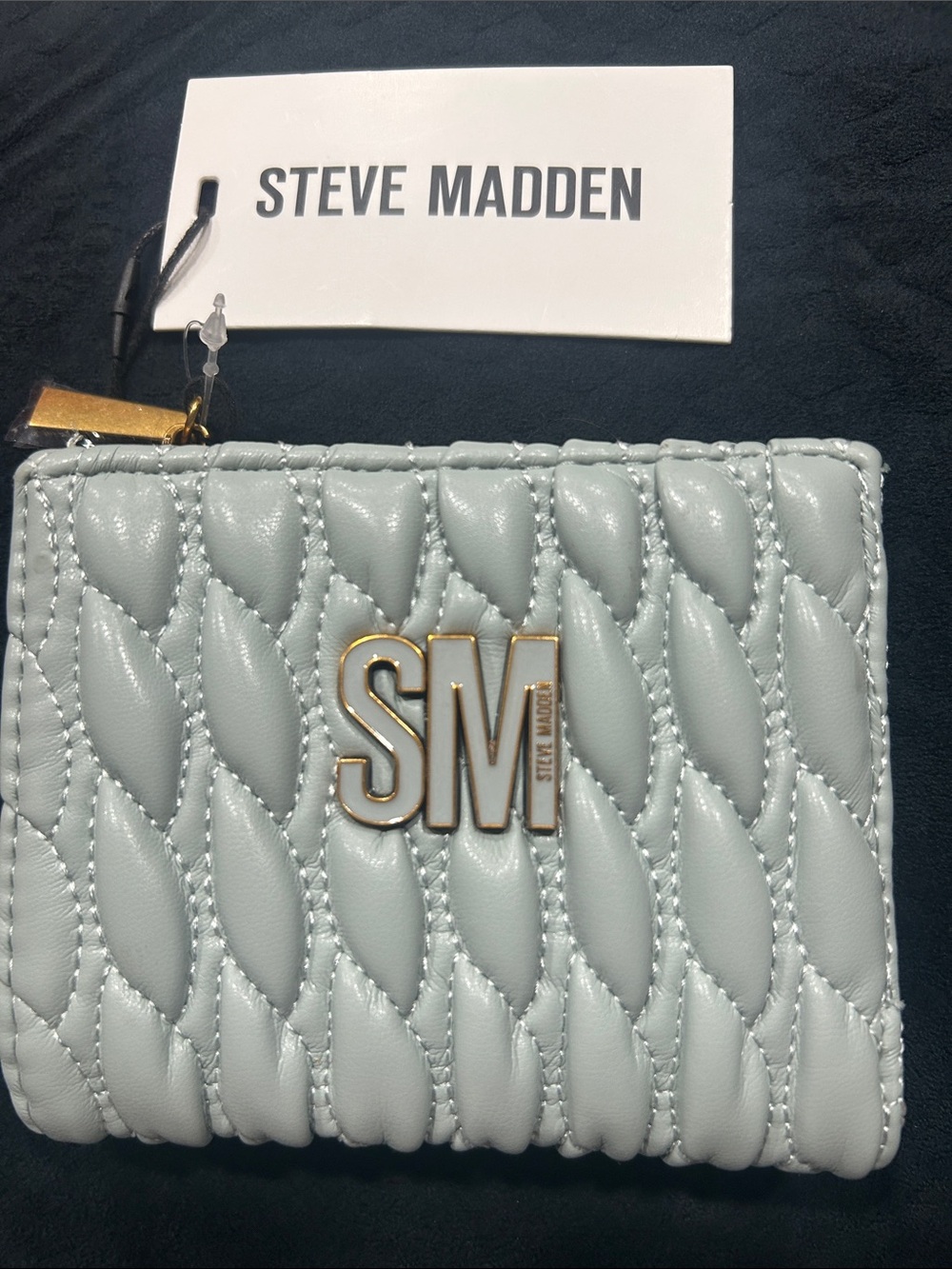 Steve Madden Quilted Card Wallet in Light Blue